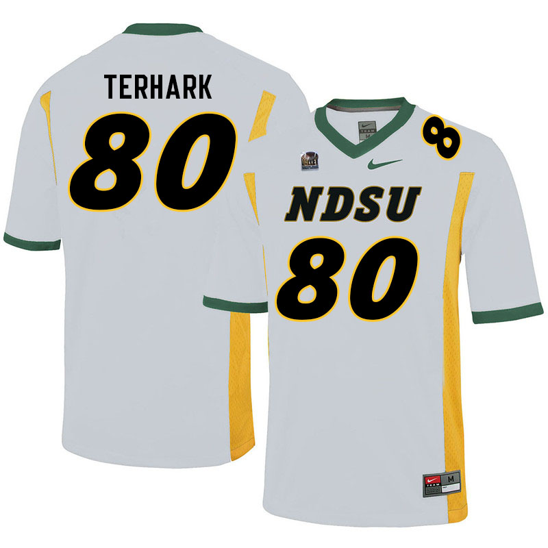 Men #80 Tyler Terhark North Dakota State Bison College Football Jerseys Sale-White - Click Image to Close